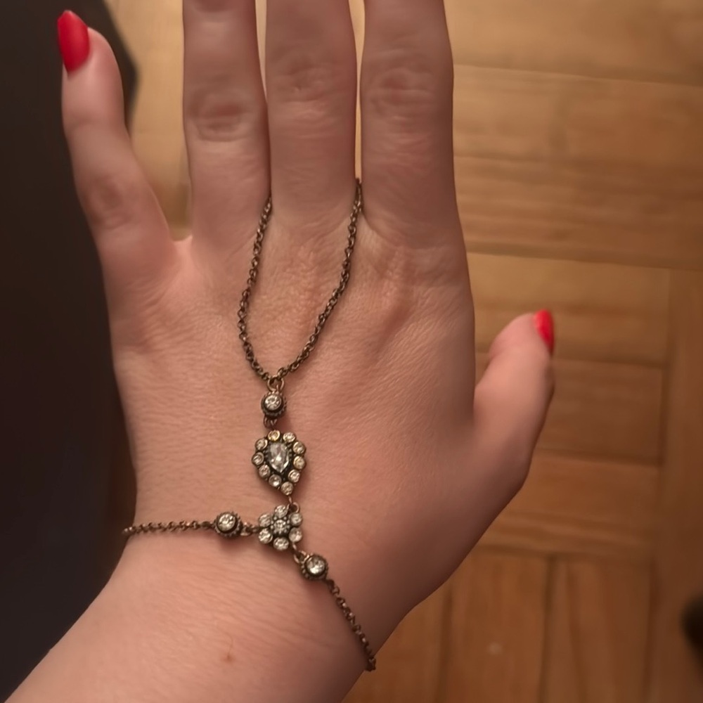 Elegant Gold and Silver Hand Chain Bracelet